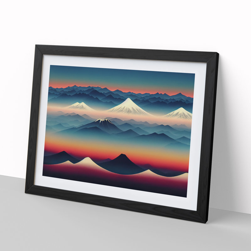 A Japanese Mountain Sunset Vol.2 - Single Picture Frame Print, Black, 46cm H x 64cm W x 2cm D