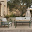 Ensemble de conversation moderne 4 pièces avec causeuse, ensemble de mobilier de patio en aluminium vert