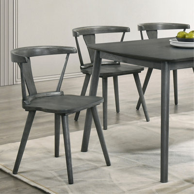 Ensemble de 2 chaises d'appoint rustiques en bois d'hévéa gris pour la cuisine et la salle à manger