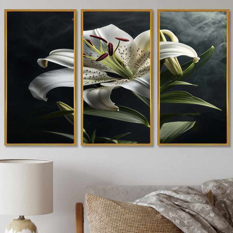 Rowlett - Lily Wall Art Set, Gold Floater Framed, 40" H x 60" W x 1" D