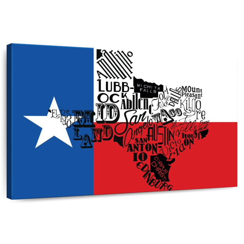 Drapeau du Texas avec carte, H 24 po x l 36 po