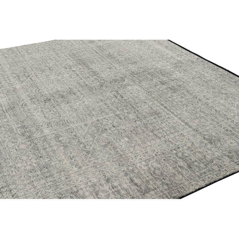 Handmade Oushak Wool Floral and Geometric Area Rug, Rectangle 6' x 9'
