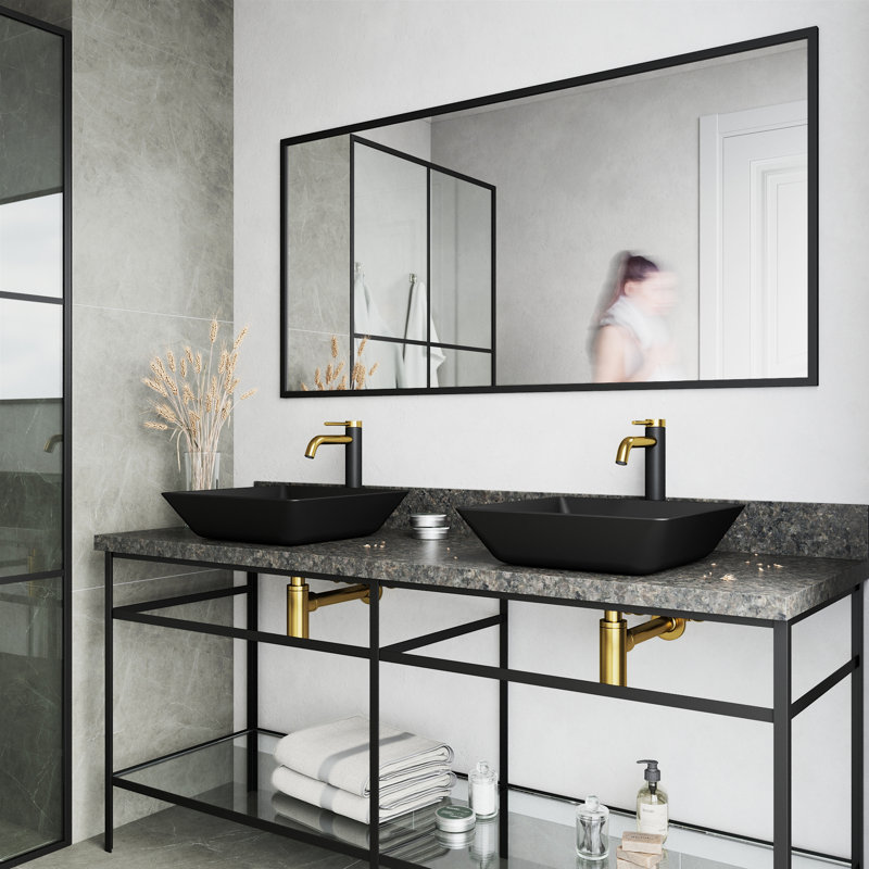Lavabo de salle de bain vasque carré en céramique Roma avec robinet Roma