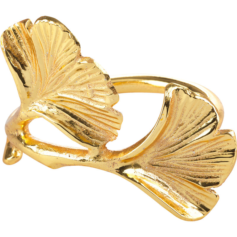 Gold Ginkgo Leaf Metal Napkin Rings Set of 4