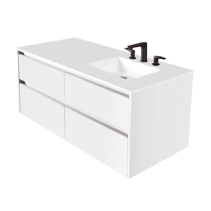 Pronto 48'' W Single Vanity, White, 4" Centers, Gloss White