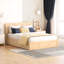 Lit plateforme couleur bois naturel avec compartiments de rangement et 2 tiroirs - Finition de tiroir de chambre stable pour