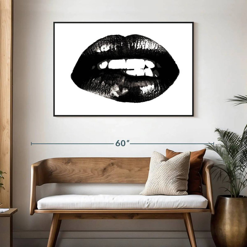 Lèvre, 46 po x 31 po, Cadre flottant noir