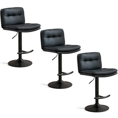 Modern Swivel Bar Stools Set Of 3, Black