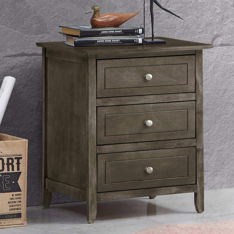 Versatile Transitional Nightstand With Three Drawers, Gray