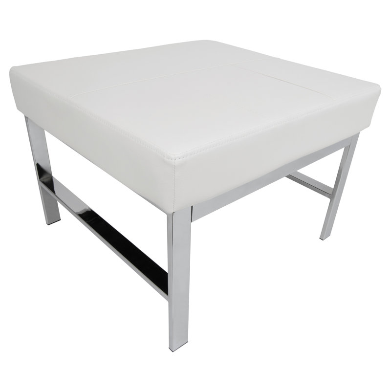 Repose-pieds en cuir Atlas, Blanc