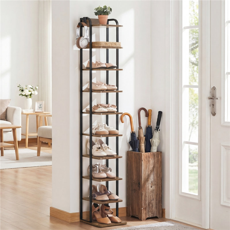 Étagère à chaussures rétro 8 étages pour espaces compacts, 10