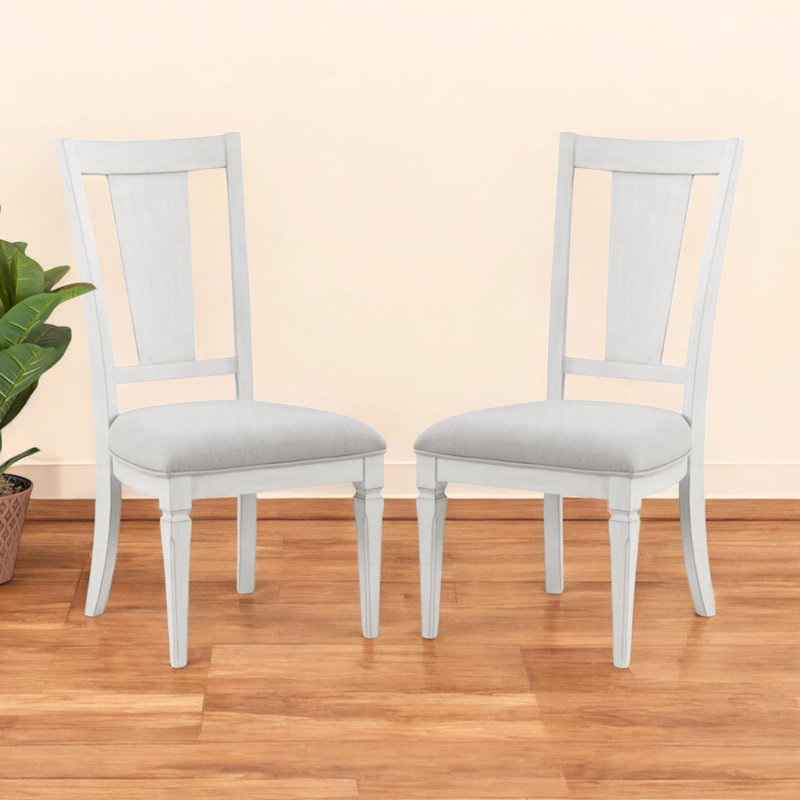 Chaise d'appoint en lin gris clair et blanc vieilli Holloway (lot de 2)