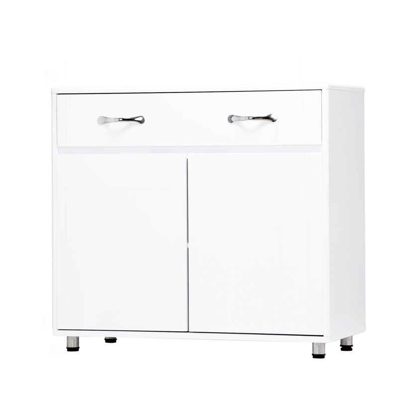 Two Door Side Table In White, A Stylish And Functional Addition To Any Room
