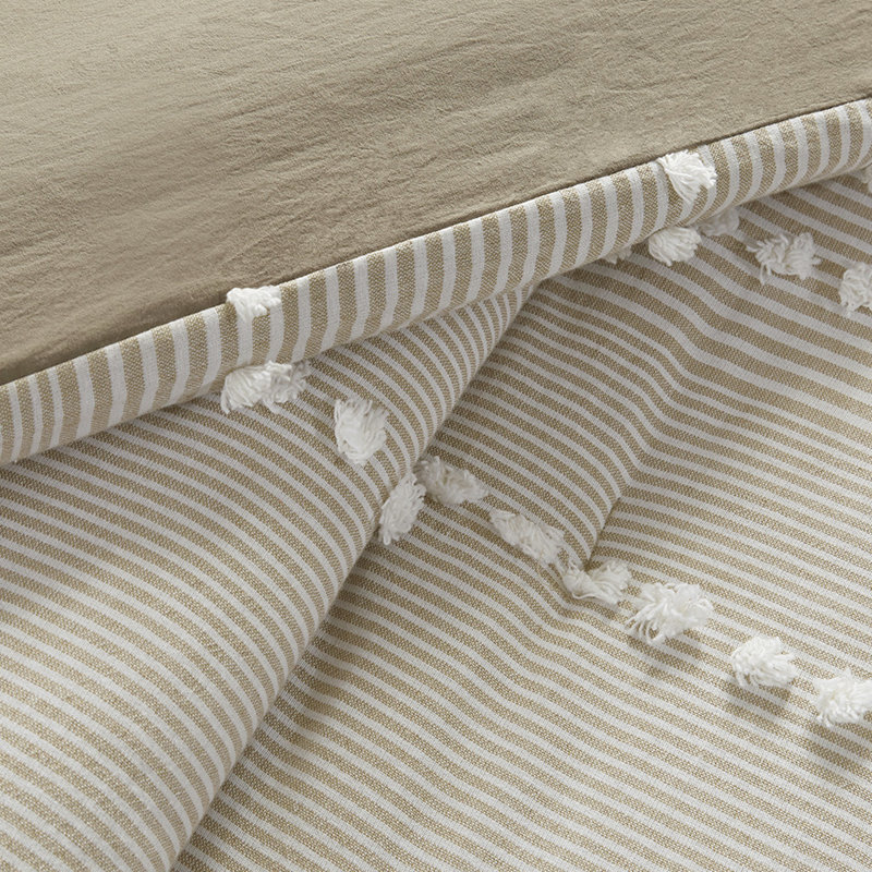 Édredon double / grand - taupe teint en coton, taupe doux et blanc, trop rembourré, luxueux