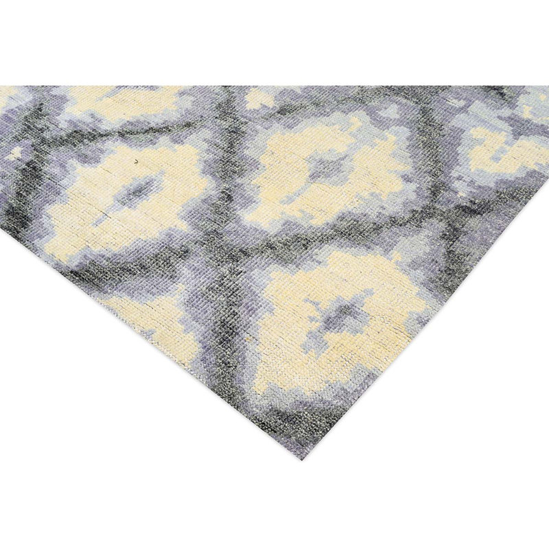 Nomad Moroccan Area Rug in Beige/Aqua/Black, Rectangle 8' x 10'