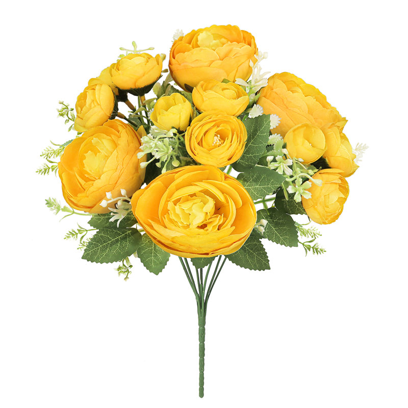 Bouquet de tiges de pivoines artificielles, Jaune miel