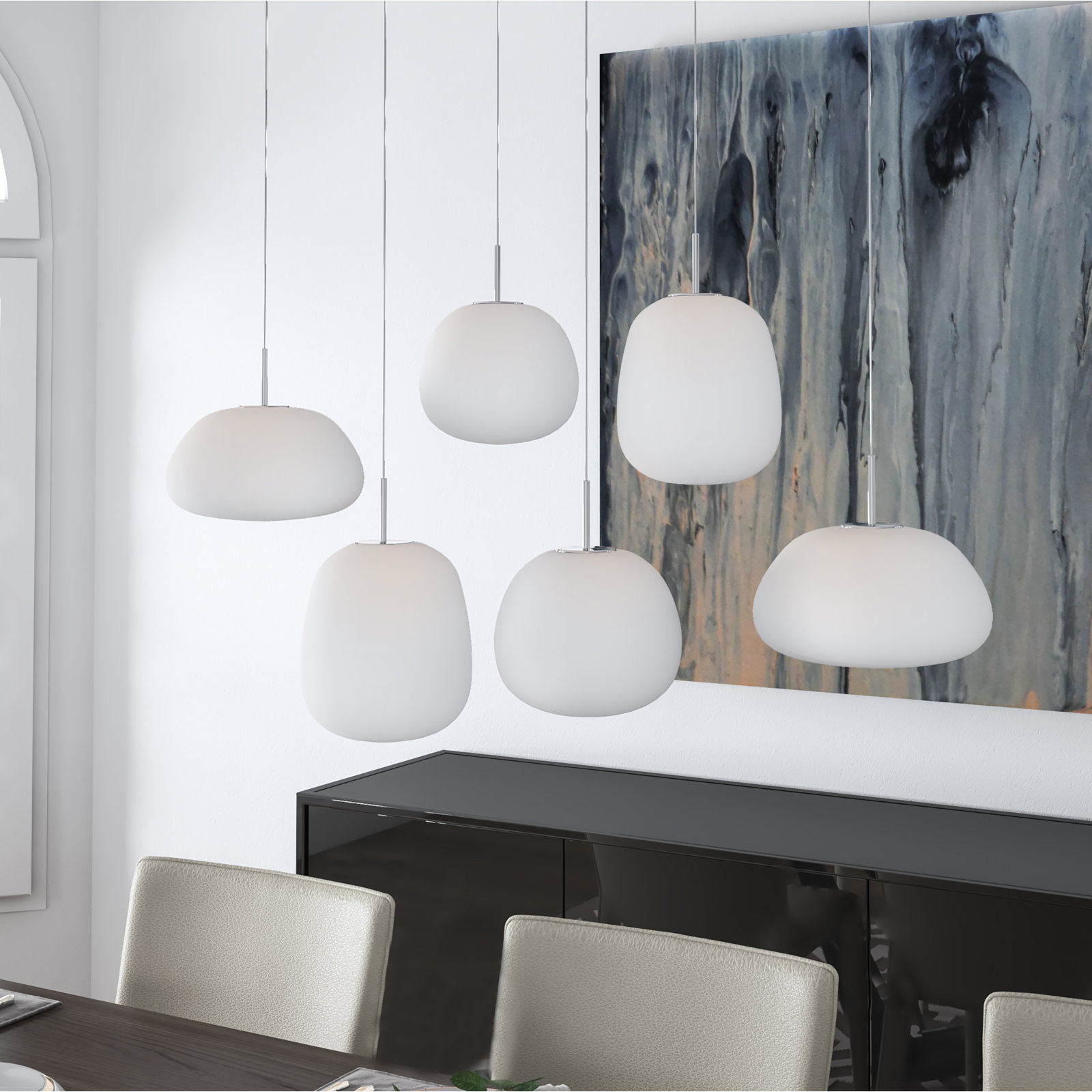 Hughie 6 Light Glass Dimmable LED Pendant