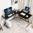 Jazabell L-Shaped Metal Base Computer Desk