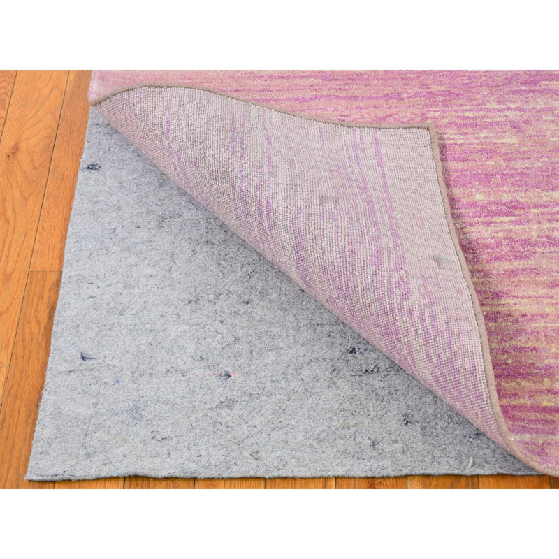 Tapis oriental noué à la main 6 pi 1 po x 9 pi 2 po en laine biologique rose à poils zéro E4899F2840004596832B430767F1CD41