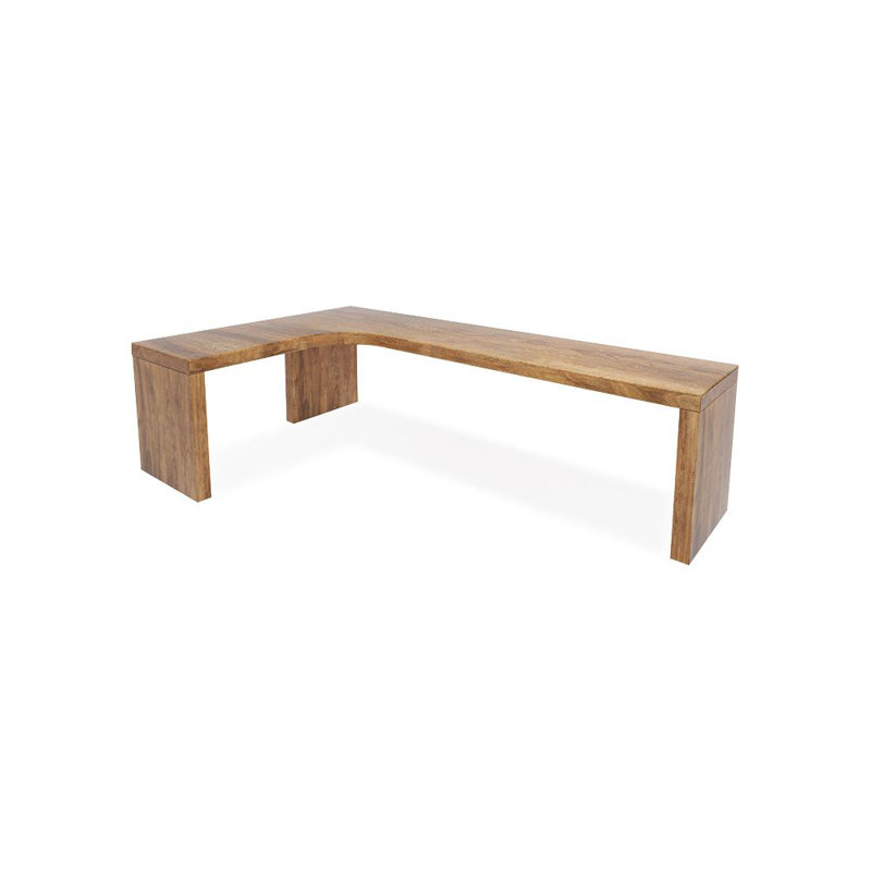 Bureau en bois massif en L Burlywood, Orienté à gauche (vu de face), H 29,53 po x l 86,61 po x P 55,12 po