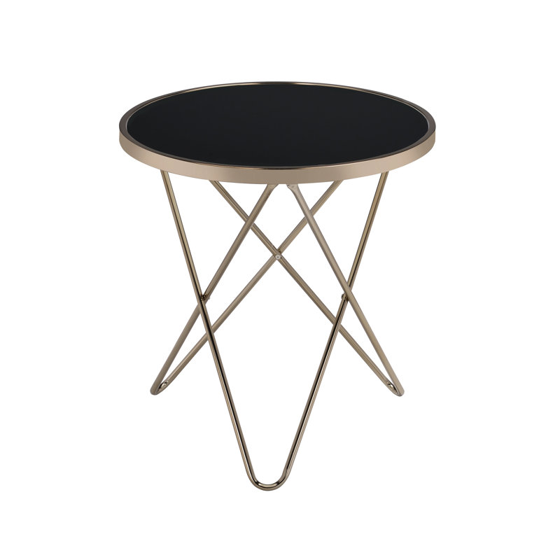 Table de bout ronde en forme de «V» Champagne Finish Champagne