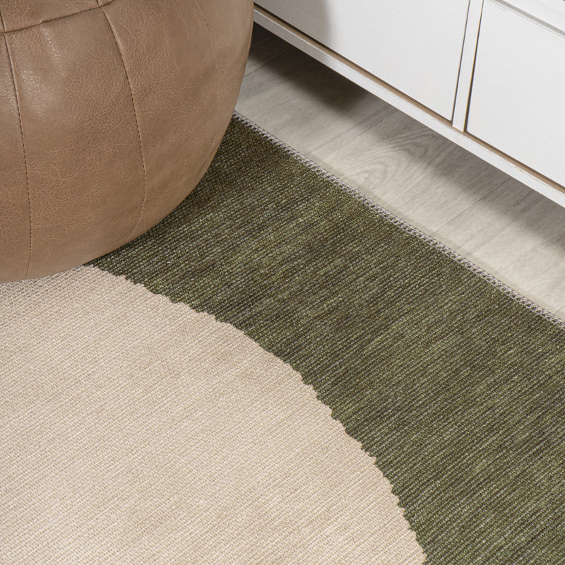 Tapis vert / crème à pois géométriques Cirkel, Rectangle 8 pi 10 po x 12 pi