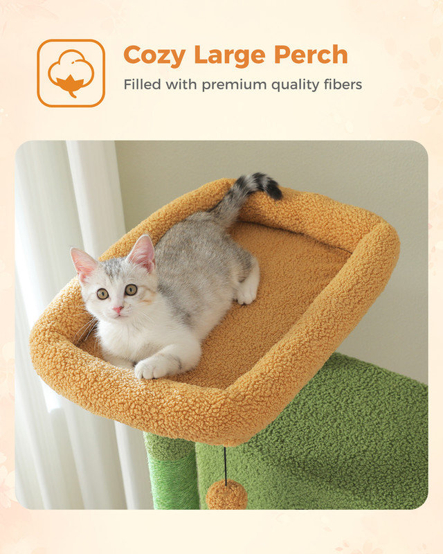 Green Multi-Level Cat Tree with Condo and Hammock