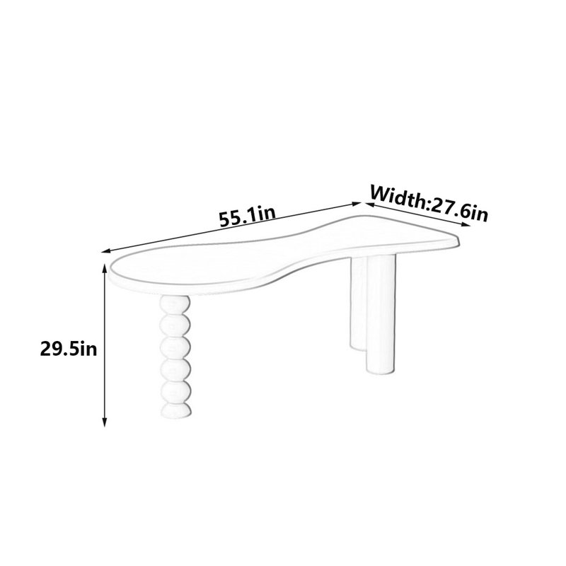 Bureau ergonomique en bois massif Luxury, H 29,5 po x l 55,1 po x P 27,6 po