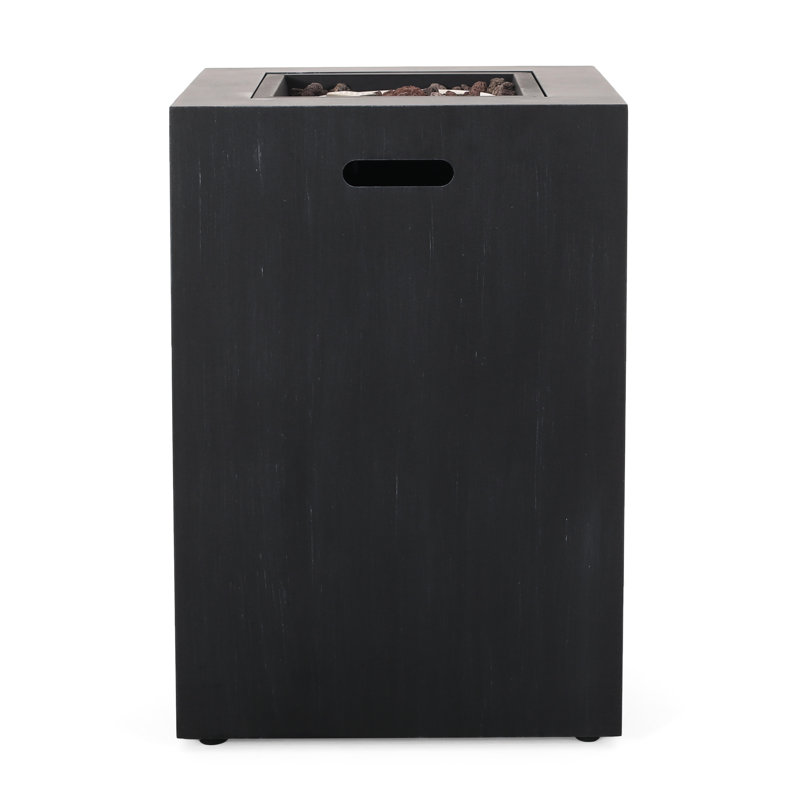 30 000 foyers au propane, 19,5 po de largeur, fer, espace de chauffage inclus, colonne de feu extérieure, cadre en fer,
