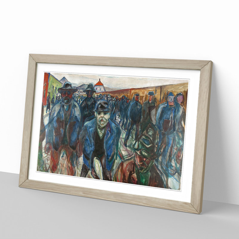 Workers on Their Way Home by Edvard Munch - Picture Frame Painting, 27cm H x 36cm W x 2cm D, Oak Framed