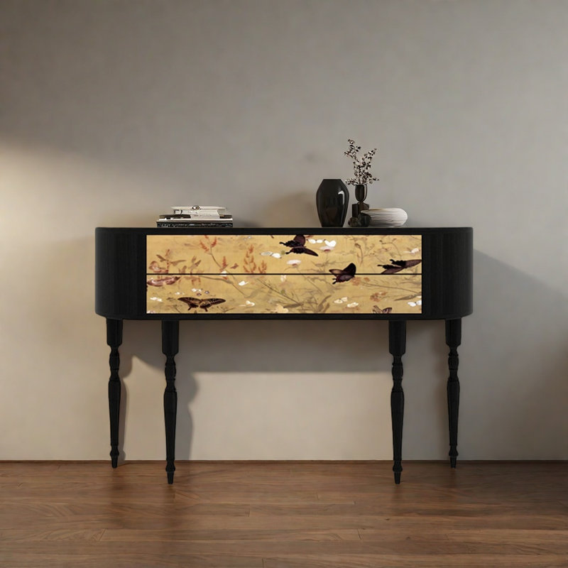 Console rétro élégante avec 2 tiroirs, H 35,43 po x l 55,12 po x P 11,81 po