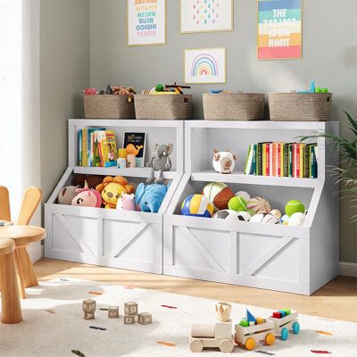 Étagère à livres et rangement pour jouets pour enfants, mince et anti-basculement – ​​Bibliothèque en bois pour tout-petits avec casiers de rangement, étagères sur pied pour salle de jeux, chambre, chambre d'enfant, coin bureau – Couleur : Blanc