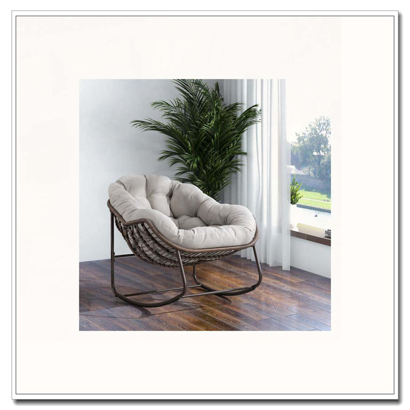 Chaise berçante d'extérieur en rotin, Beige