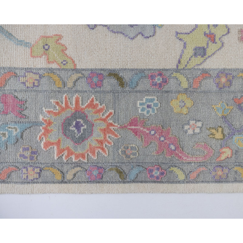 Inez Hand Knotted Wool Oriental Area Rug, Rectangle 8' x 10'