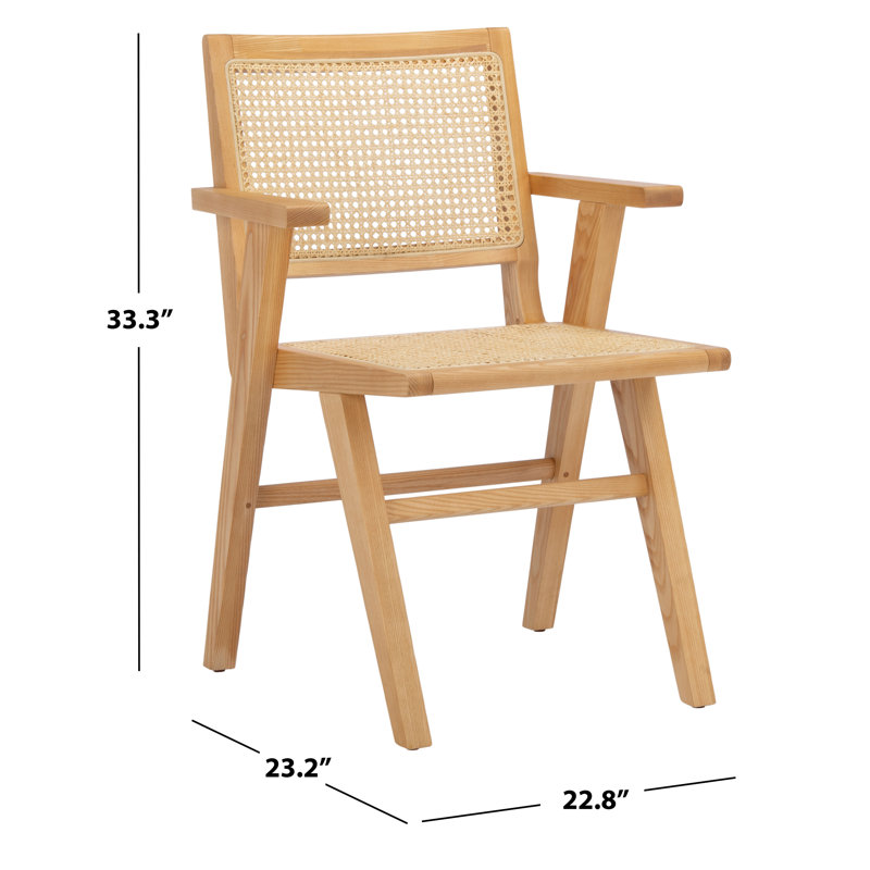 Coastal Elegance Black Rattan and Cane 23" Armchair