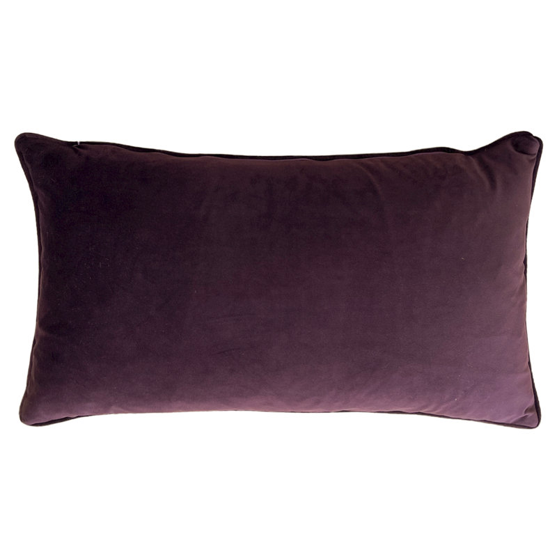 Floral Rectangular Lumbar Cushion, Aubergine, Polyester