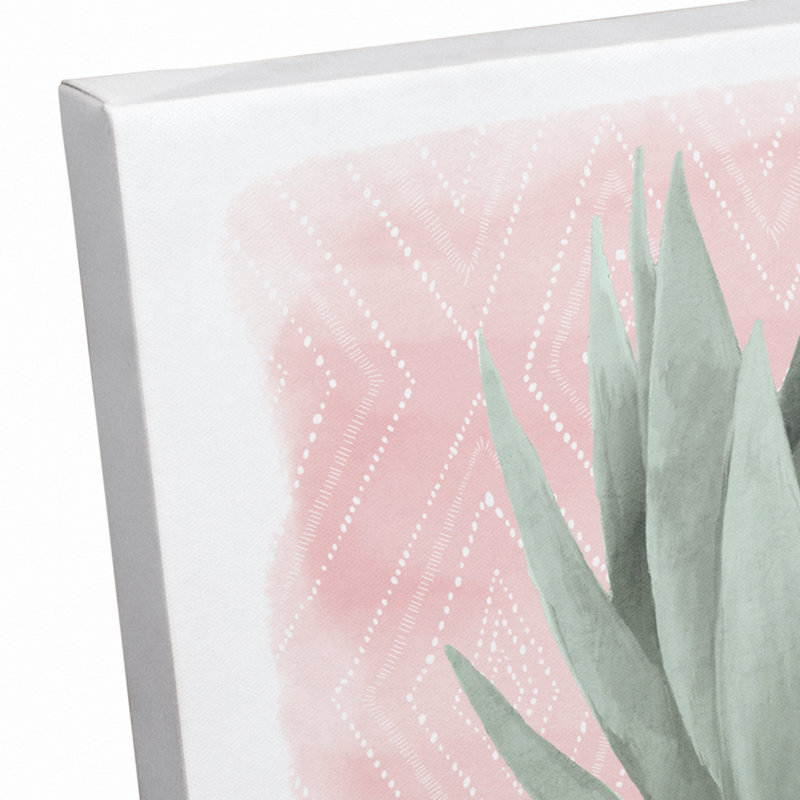 Reproduction d’art sur toile tendue « succulent sur un motif rose »