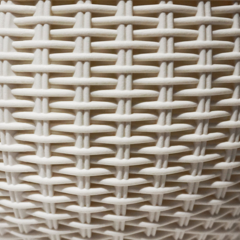 Byrum Plastic Wicker Self-Watering Hanging Planter, White