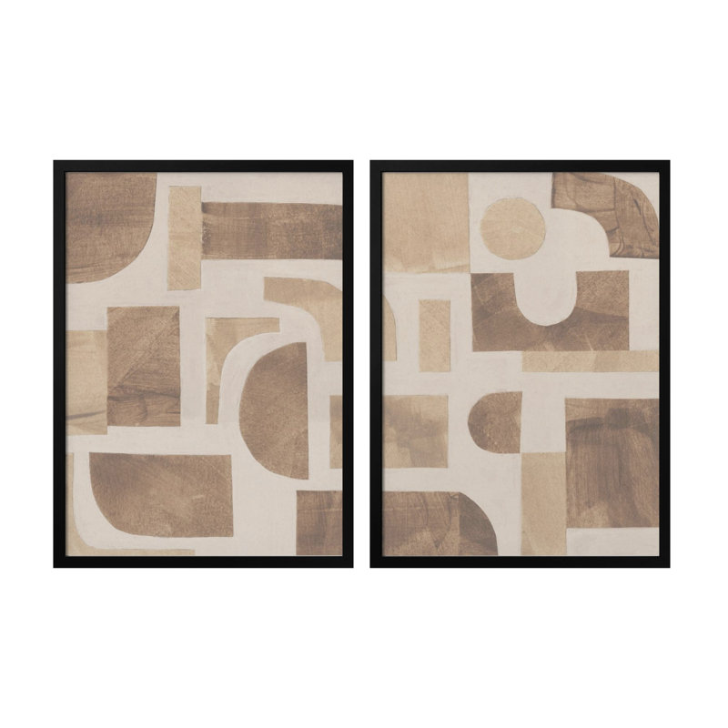 Ensemble de deux textures encadrées "Casse-têtes", H 24 po x l 36 po, Noir
