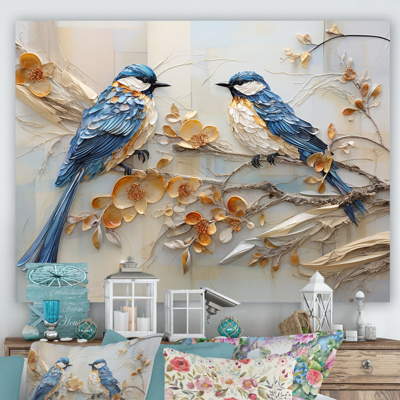 Oiseaux du paradis et fleurs Harmony III sur toile, Toile tendue, 16" H x 32" W