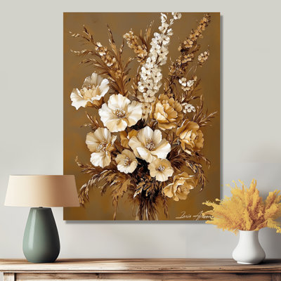 Botanical Oasis Of Golden Bouquet - Botanicals, impression murale sur métal