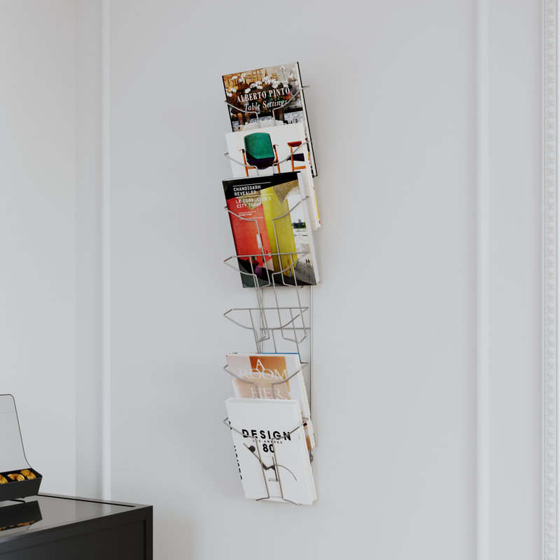 112Cm H Metal Magazine Rack, 112cm H x 78cm W x 4cm D