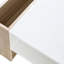 Table basse très brillante Anjelo pour le salon, la chambre à coucher - 2 tiroirs, tablette ouverte, blanc 41,3 x 23,6 avec tablette et rangement à grain de bois blanc, brillant Living,-121585947