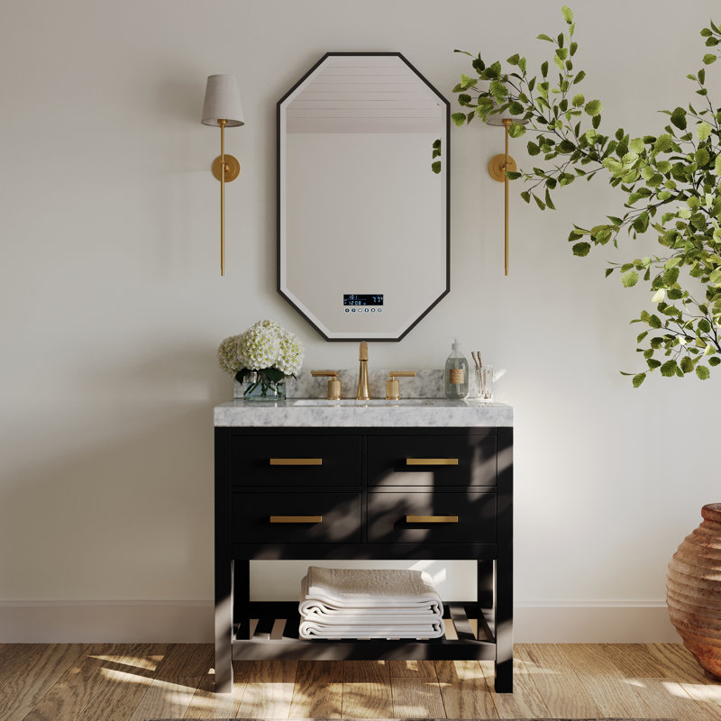 Elizabeth 36'' W Single Vanity, Black Onyx | Brushed Gold