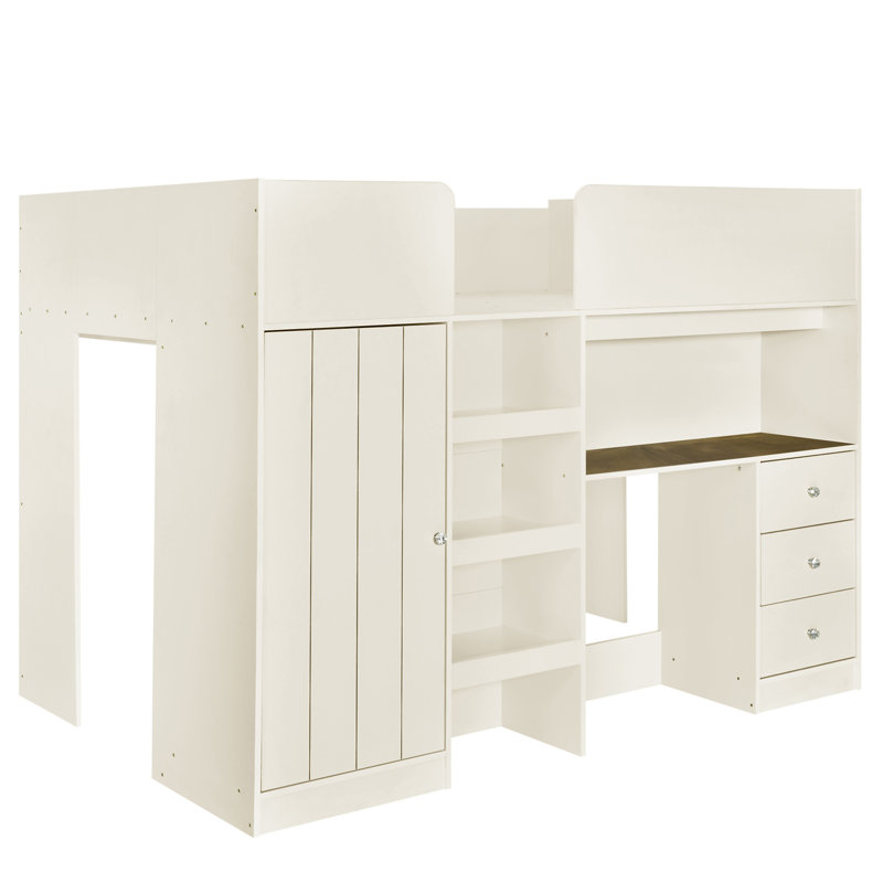   Lit mezzanine avec garde-robe intégré, Beige