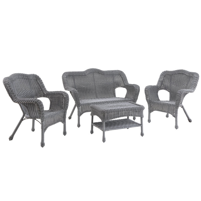 Arved 4 - Person Patio Conversation Set, Weathered Gray