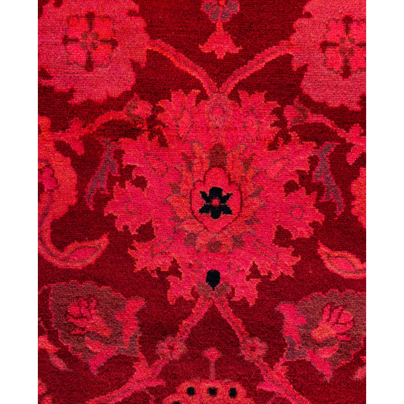 Overdyed Hand-Knotted Wool Modern-Contemporary Pink Area Rug 4' 2" x 5' 10"