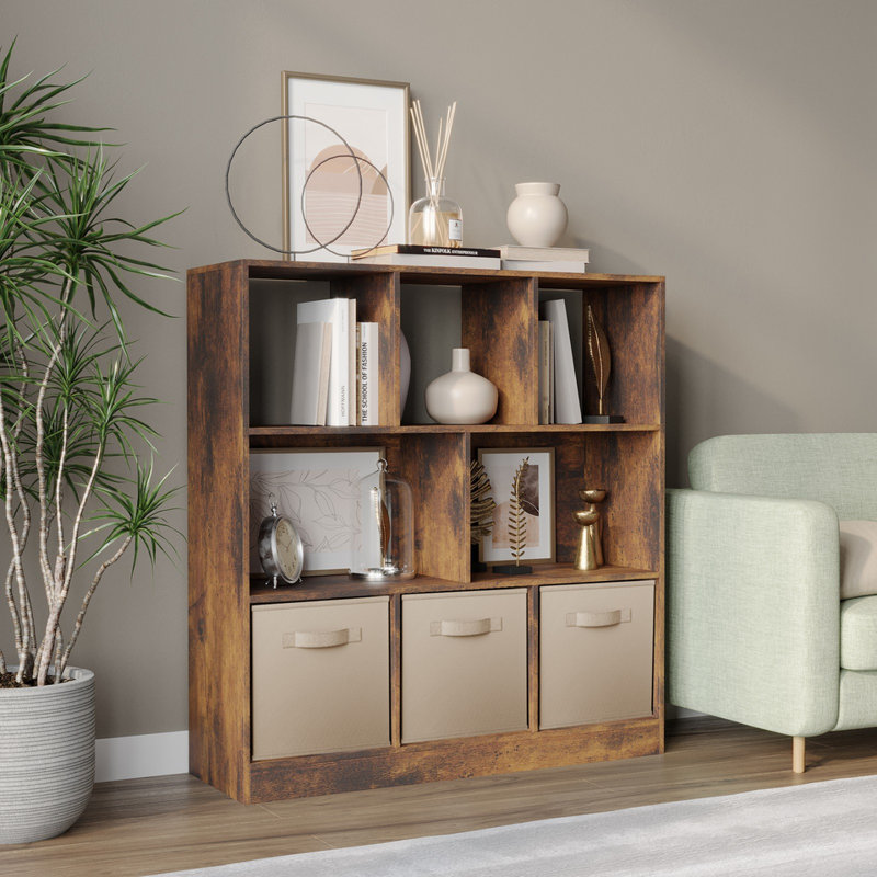 95.3 cm H x 88.8 cm W Cube Bookcase, Beige