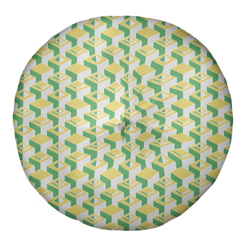 Coussin de sol à motif de gratte-ciels classiques, 26 po x 26 po, Vert/jaune