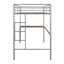 Lit superposé simple au-dessus d'un lit double en métal avec bureau, échelle et lattes de qualité pour la chambre à coucher, argent métallique